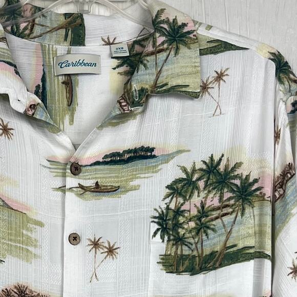 Caribbean Hawaiian shirt men’s 3XB 
tropical print palm trees - Picture 2 of 6